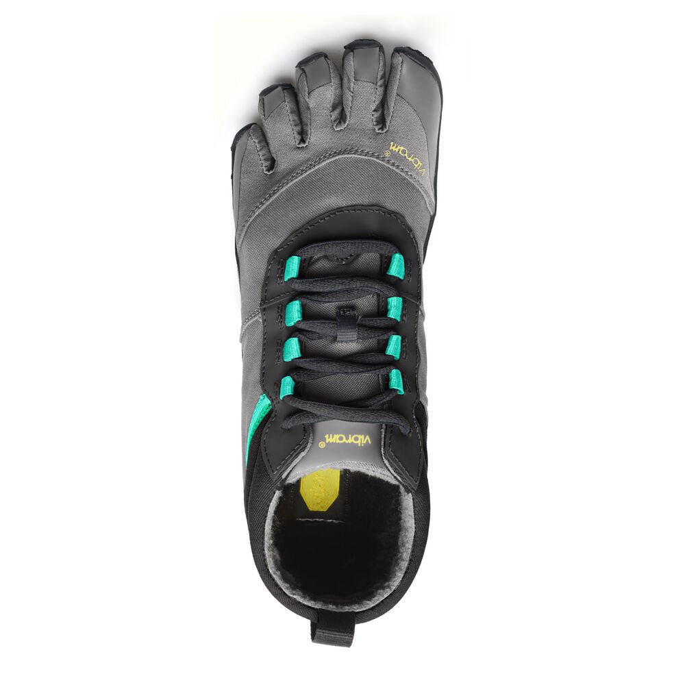 Vibram Five Fingers Womens V-Trek Insulated - Trail Shoes Black/Grey/Green - ACV465207